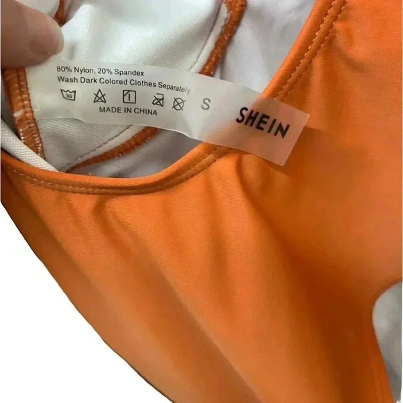 🌟 One Shoulder Cut-out Leopard One Piece Swimsuit Orange Women's Size S 🌟 - Picture 5 of 6